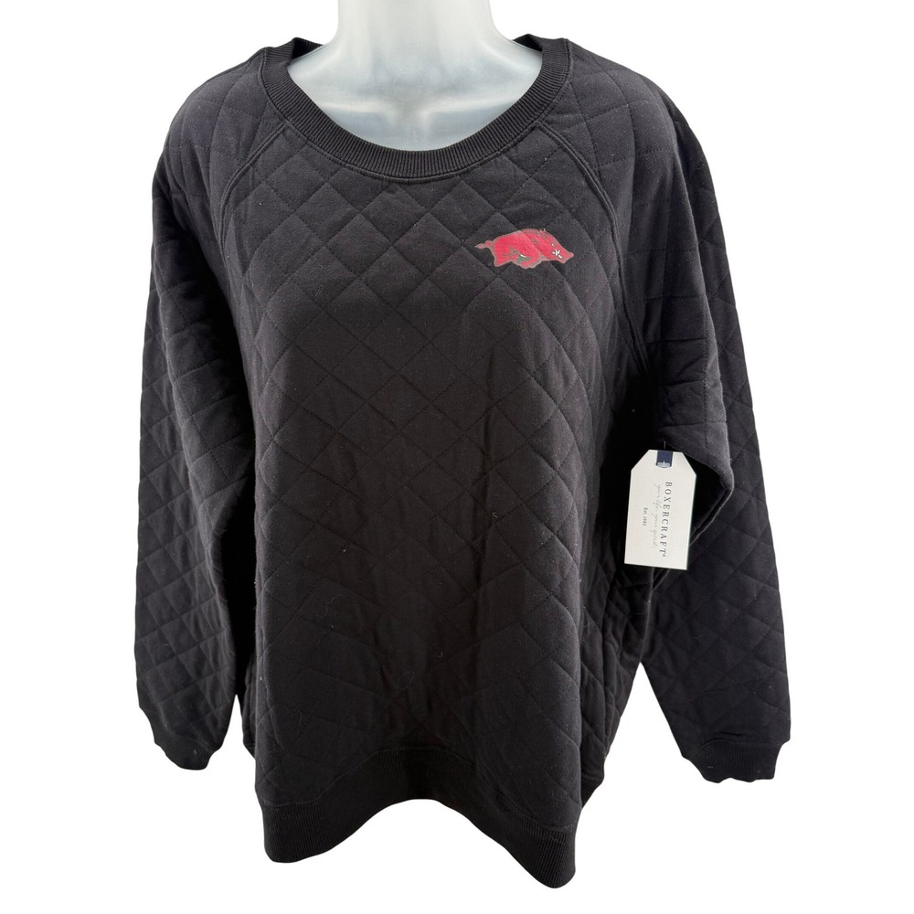 Boxercraft Arkansas Razorbacks Quilted Pullover Sweatshirt Womens XL Black New